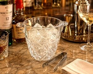 Bormioli Rocco Dedalo Star-Cut Crystal Ice Bucket with Tongs Italy NIB